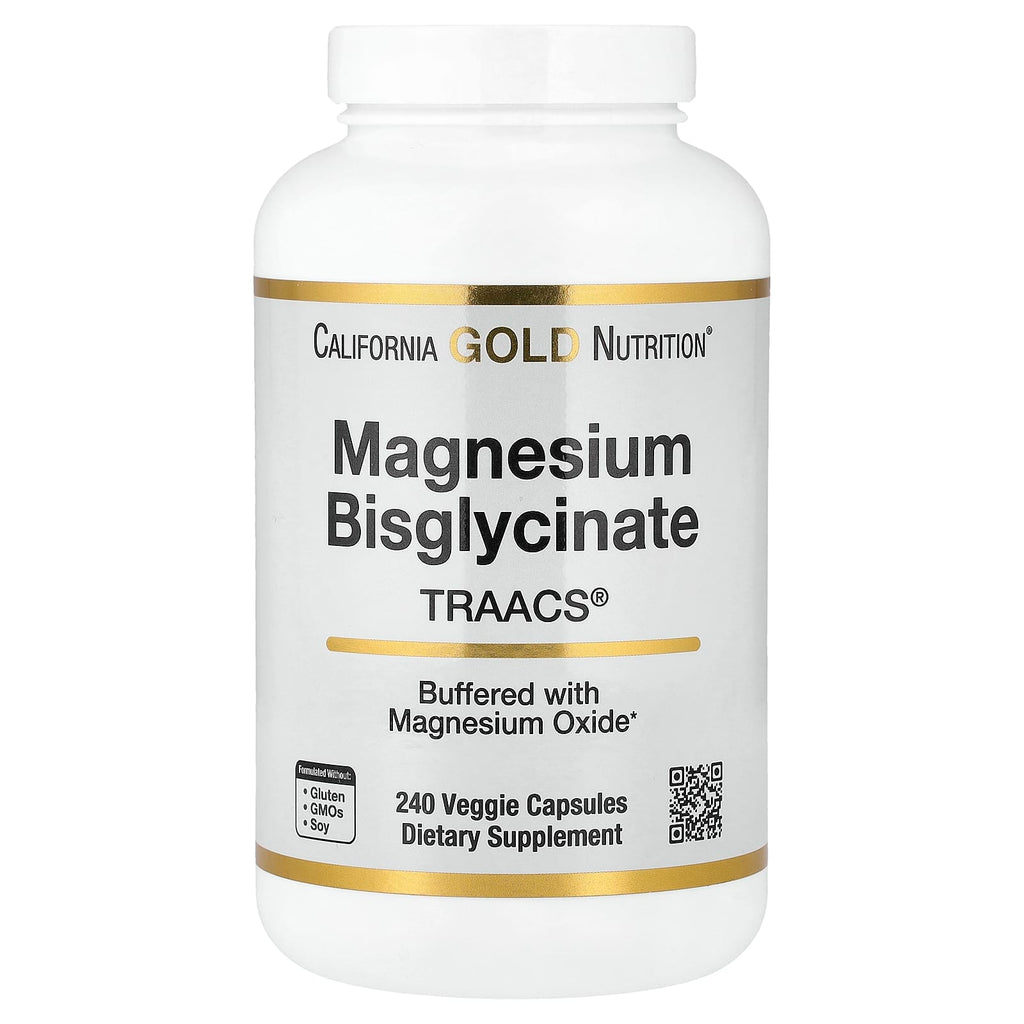 California Gold Nutrition, Magnesium Bisglycinate, Formulated with TRAACS®, 240 Veggie Capsules (100 mg per Capsule)