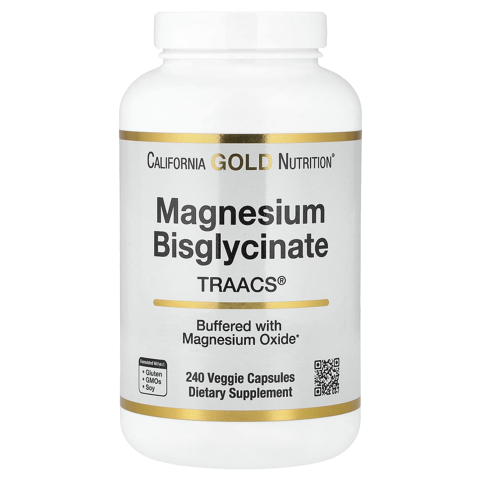 California Gold Nutrition, Magnesium Bisglycinate, Formulated with TRAACS®, 240 Veggie Capsules (100 mg per Capsule)