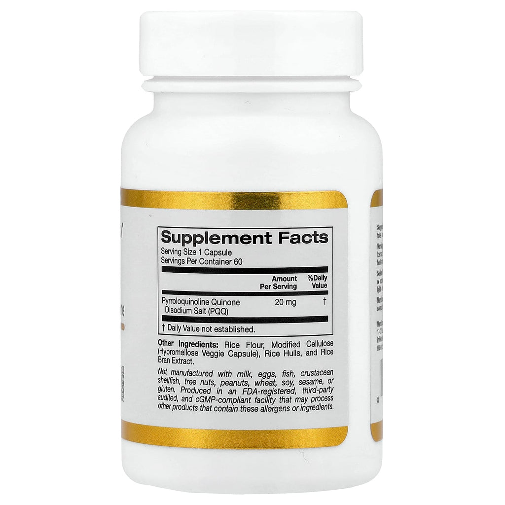 California Gold Nutrition, PQQ, 20 mg, 60 Veggie Capsules