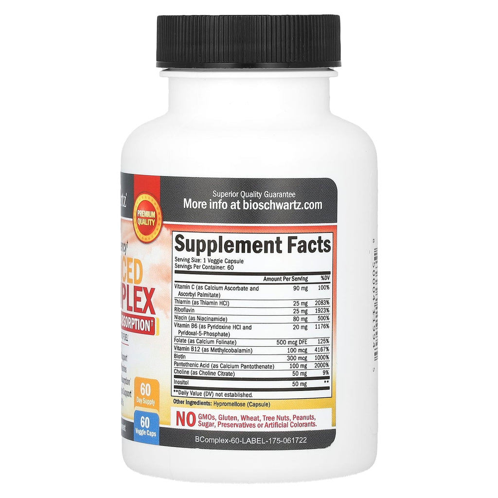BioSchwartz, High Potency Advanced B-Complex, 60 Veggie Caps