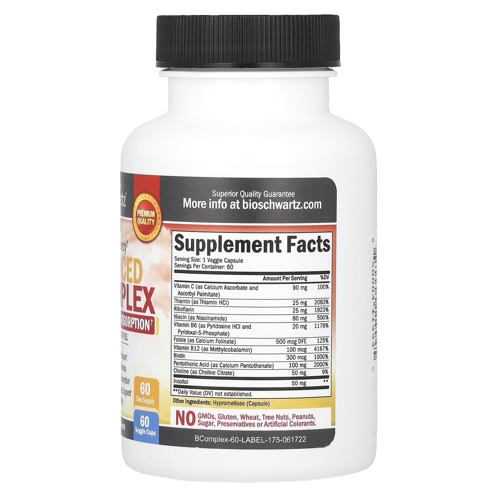BioSchwartz, High Potency Advanced B-Complex, 60 Veggie Caps