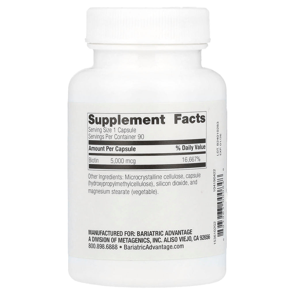 Bariatric Advantage, Biotin , 5,000 mcg, 90 Capsules