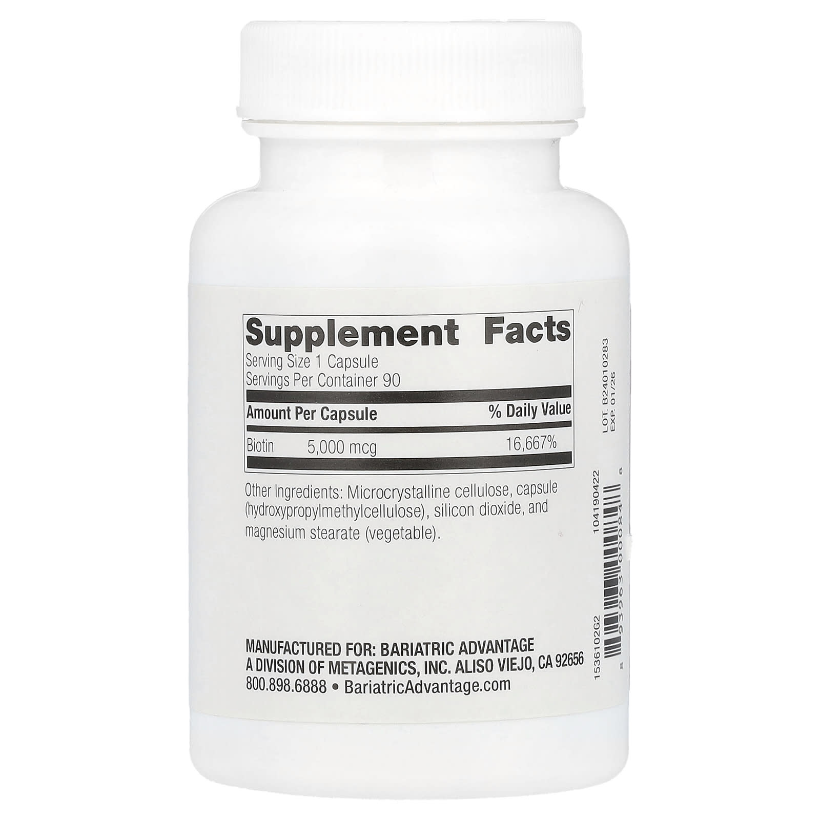 Bariatric Advantage, Biotin , 5,000 mcg, 90 Capsules