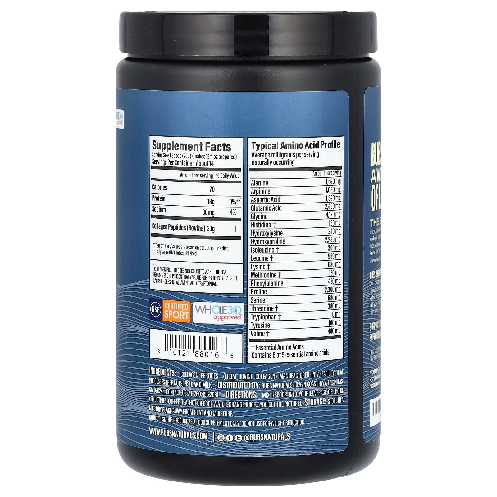 BUBS Naturals, Collagen Peptides, Unflavored, 10 oz (283 g)