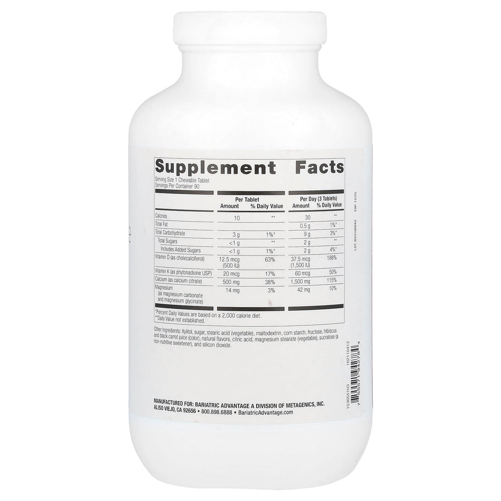 Bariatric Advantage, Chewable Calcium Citrate, Wild Cherry, 90 Tablets