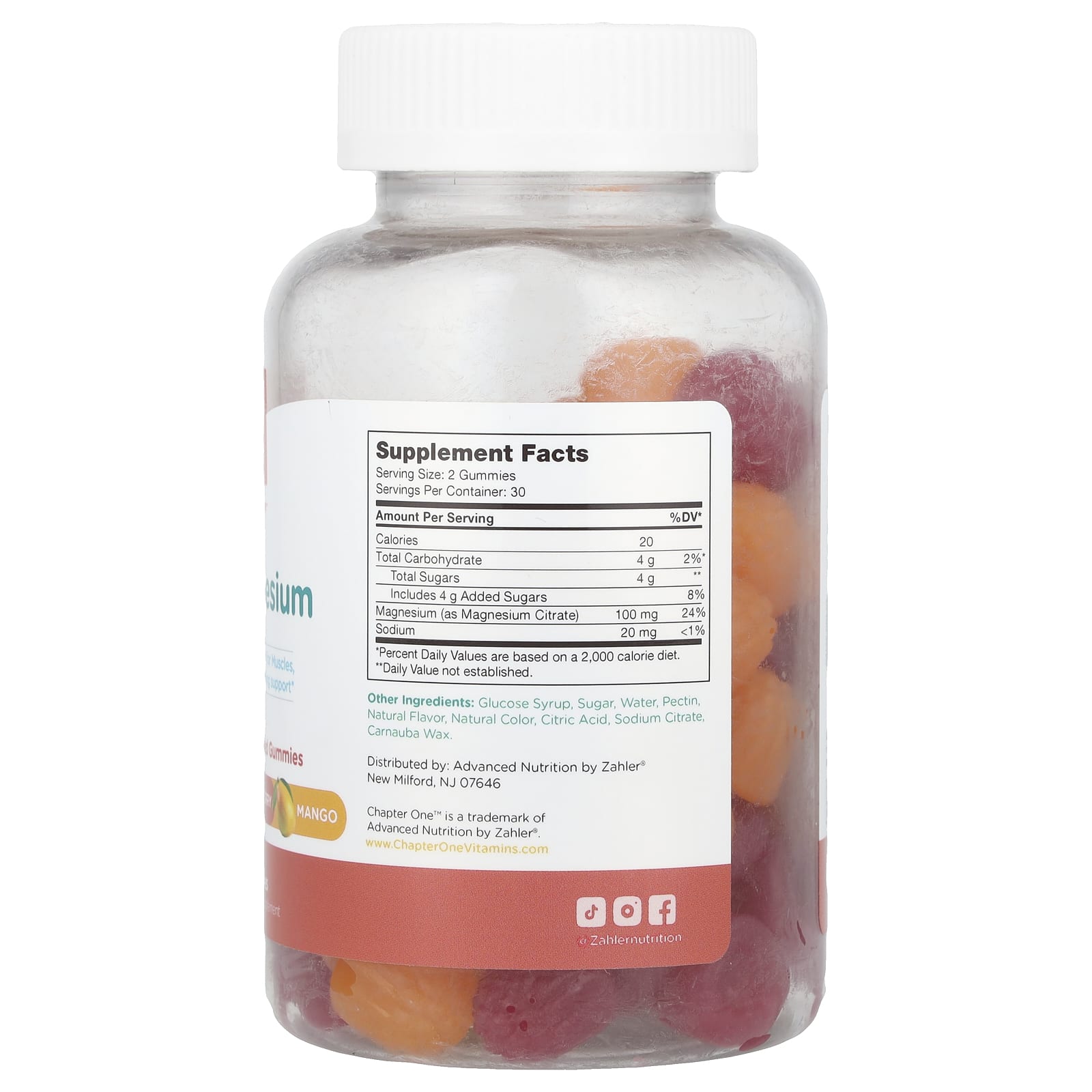 Chapter One, Magnesium Gummies, Raspberry Mango, 60 Gummies (50 mg per Gummy)