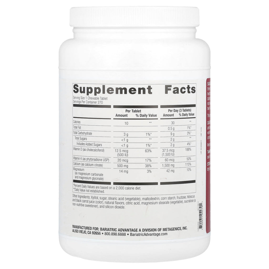 Bariatric Advantage, Chewable Calcium Citrate, Wild Cherry, 270 Tablets