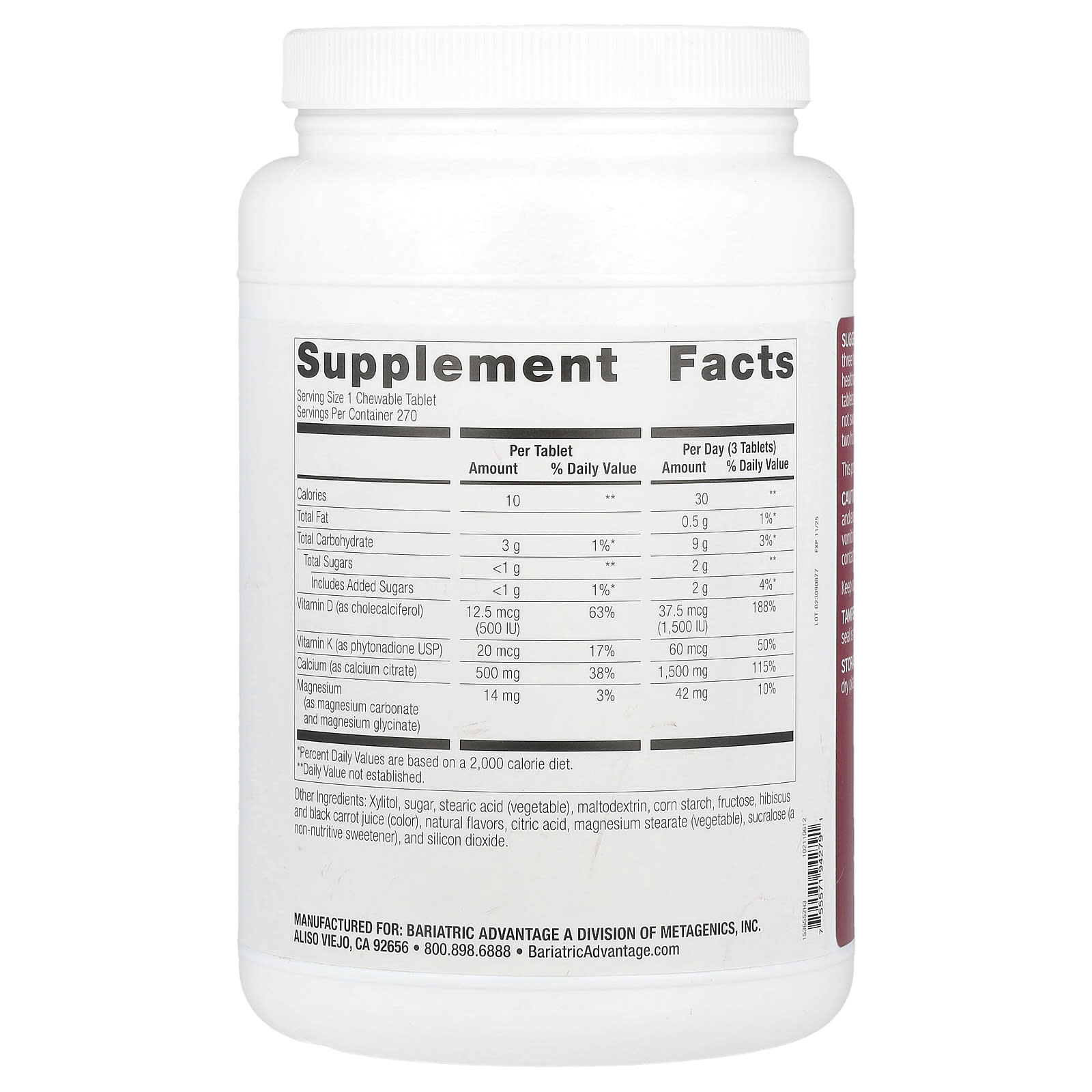 Bariatric Advantage, Chewable Calcium Citrate, Wild Cherry, 270 Tablets