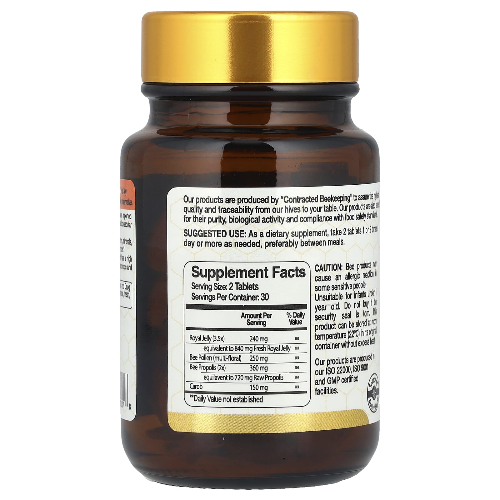 Bee & You, Royal Jelly Bee Pollen Propolis , 60 Tablets