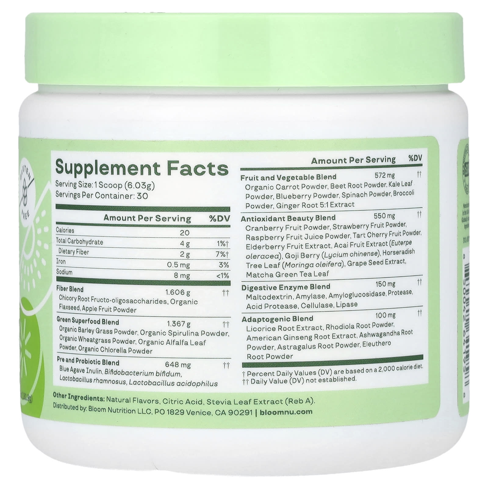 Bloom, Greens & Superfoods, Strawberry Kiwi, 6.38 oz (180.9 g)