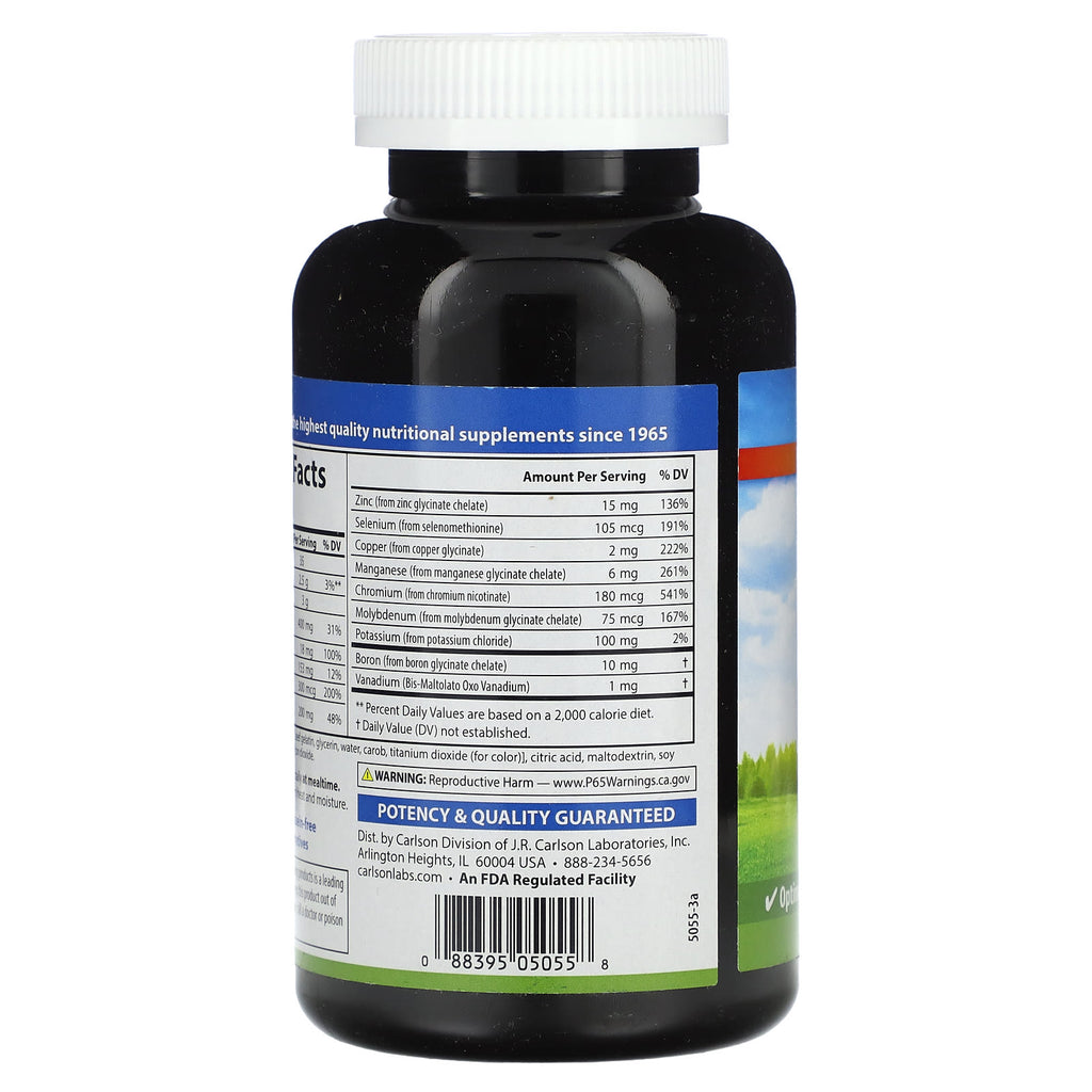 Carlson, Chelated Minerals, 180 Soft Gels