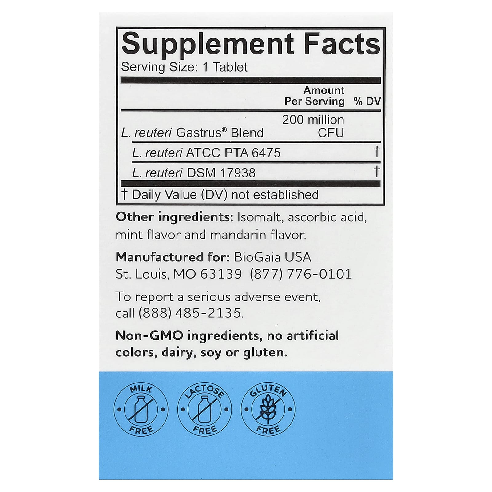 BioGaia, Gastrus® For Optimal Gut Health, Mint and Mandarin, 30 Chewable Tablets