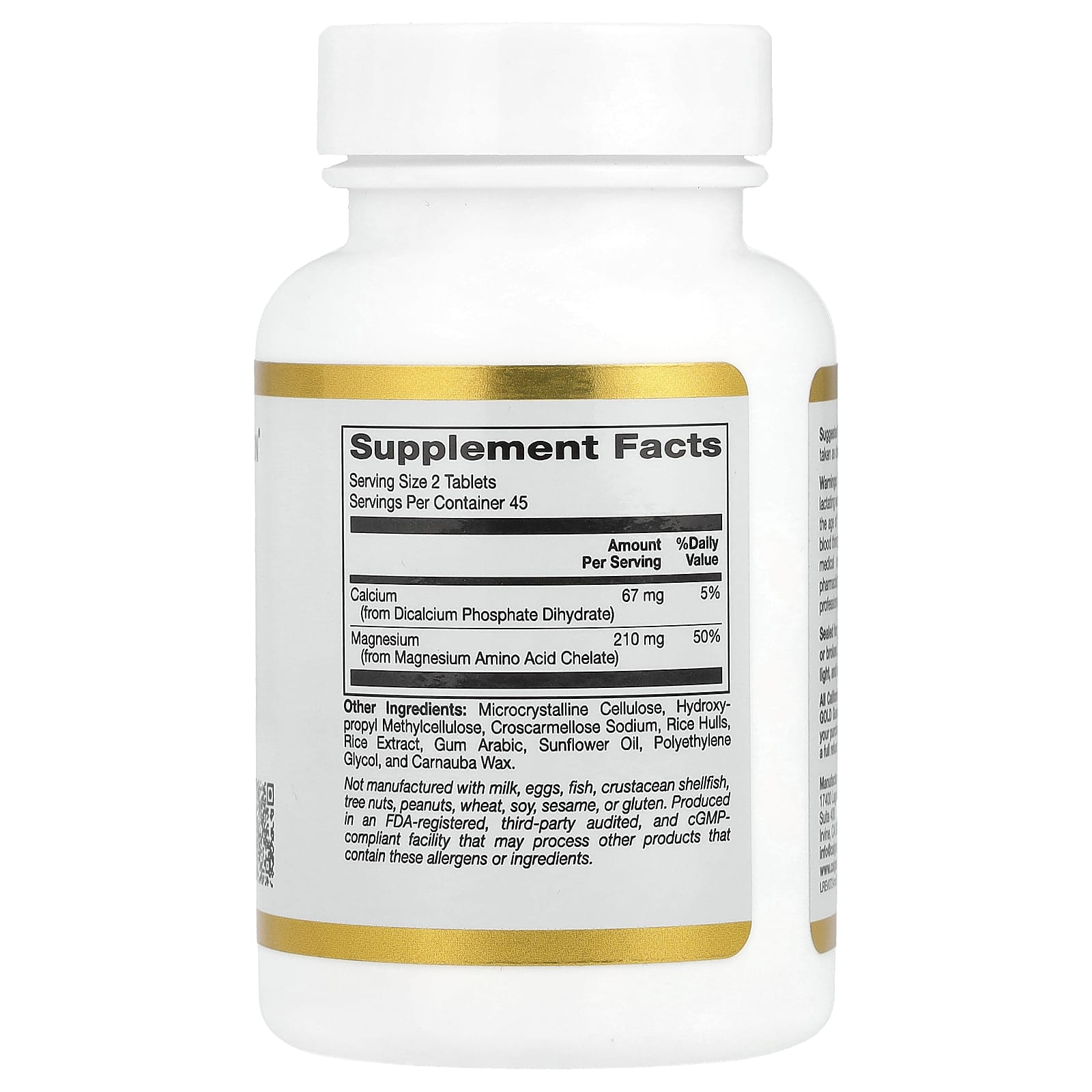 California Gold Nutrition, Magnesium Chelate with Calcium, 90 Tablets