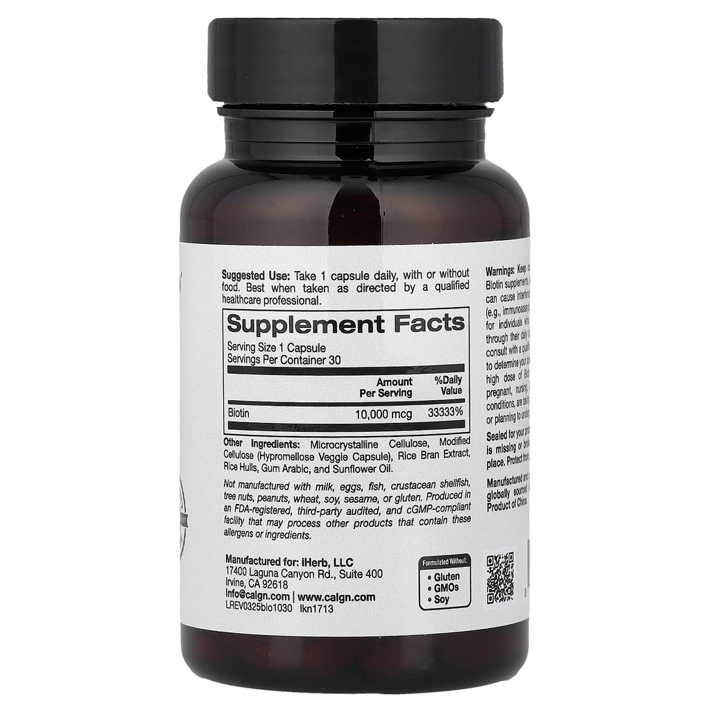 California Gold Nutrition, Biotin, 10,000 mcg, 30 Veggie Capsules