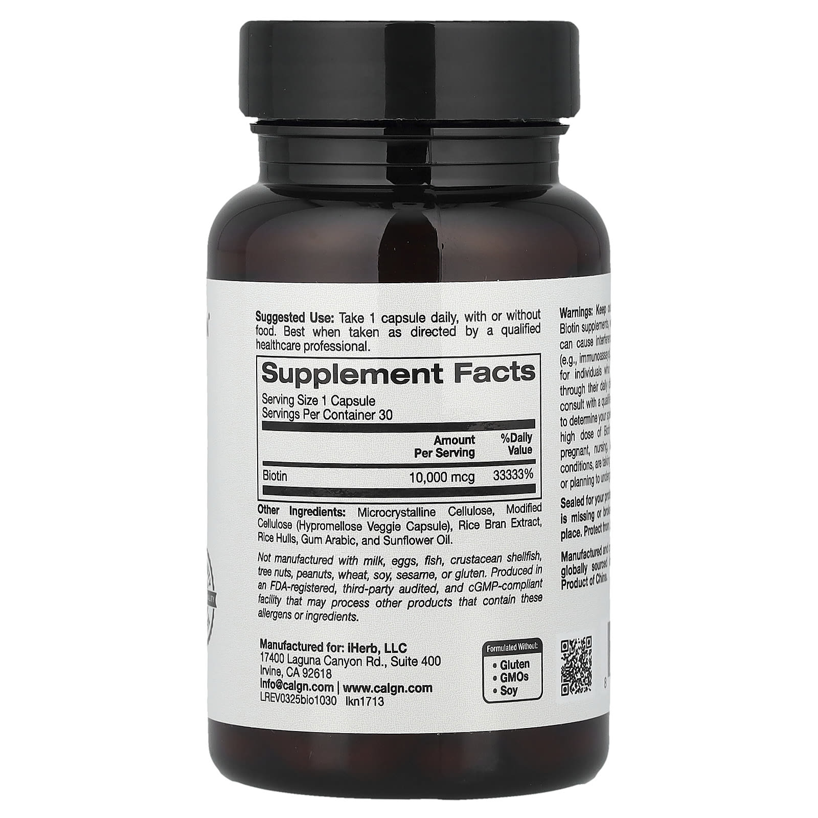 California Gold Nutrition, Biotin, 10,000 mcg, 30 Veggie Capsules