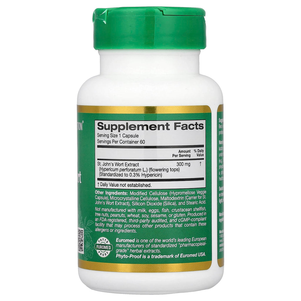 California Gold Nutrition, EuroHerbs™, St. John's Wort Extract, Euromed Quality, 300 mg, 60 Veggie Capsules
