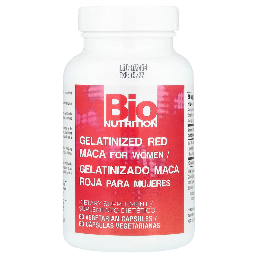 Bio Nutrition, Gelatinized Red Maca For Women, 60 Vegetarian Capsules (500 mg per Capsule)