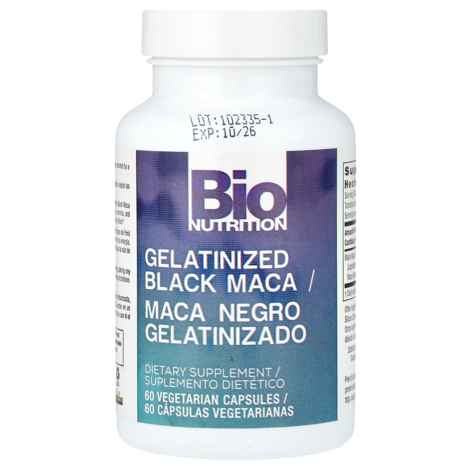 Bio Nutrition, Gelatinized Black Maca, 60 Vegetarian Capsules (500 mg per Capsule)