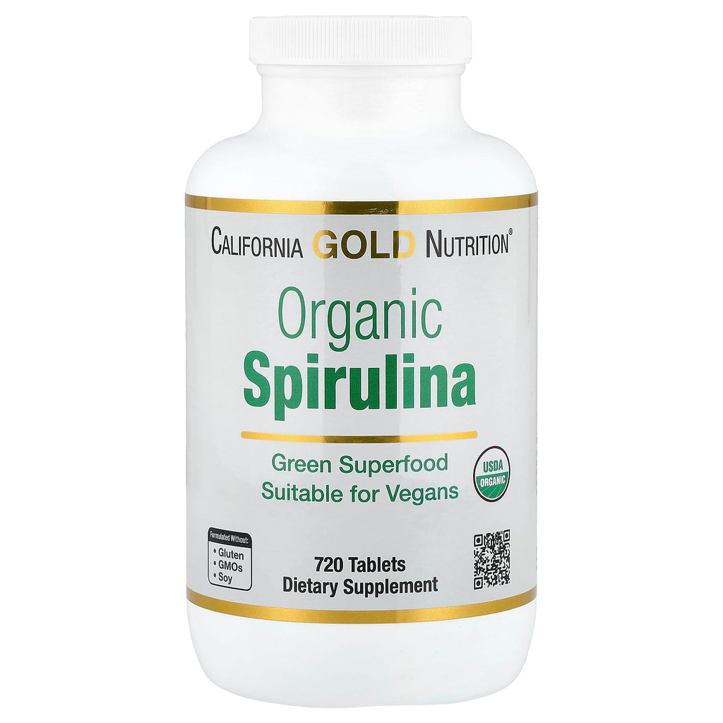 California Gold Nutrition, Organic Spirulina with Phycocyanin, Chlorophyll, and Carotenoids, 720 Tablets
