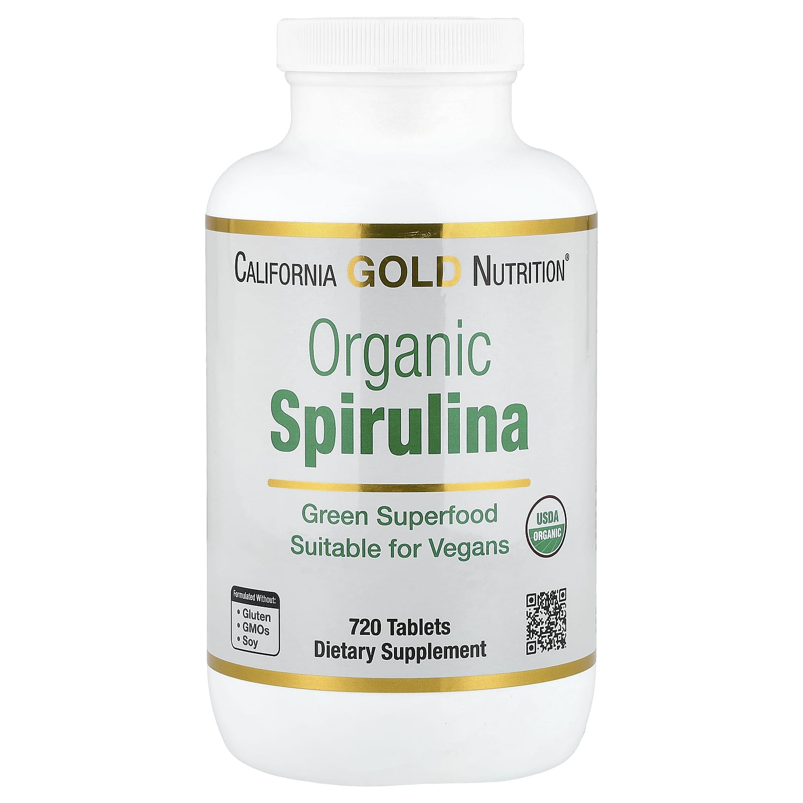 California Gold Nutrition, Organic Spirulina with Phycocyanin, Chlorophyll, and Carotenoids, 720 Tablets
