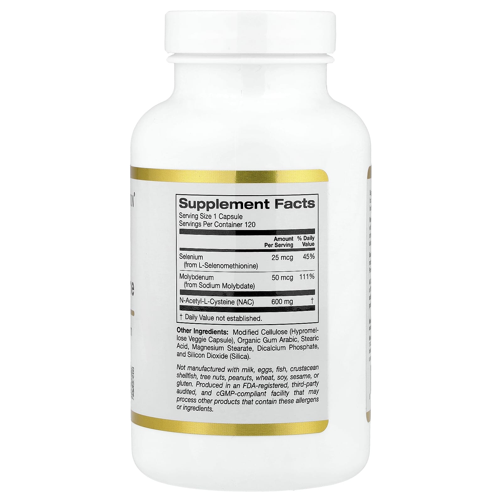 California Gold Nutrition, N-Acetyl-L-Cysteine with Molybdenum and Selenium, 120 Veggie Capsules