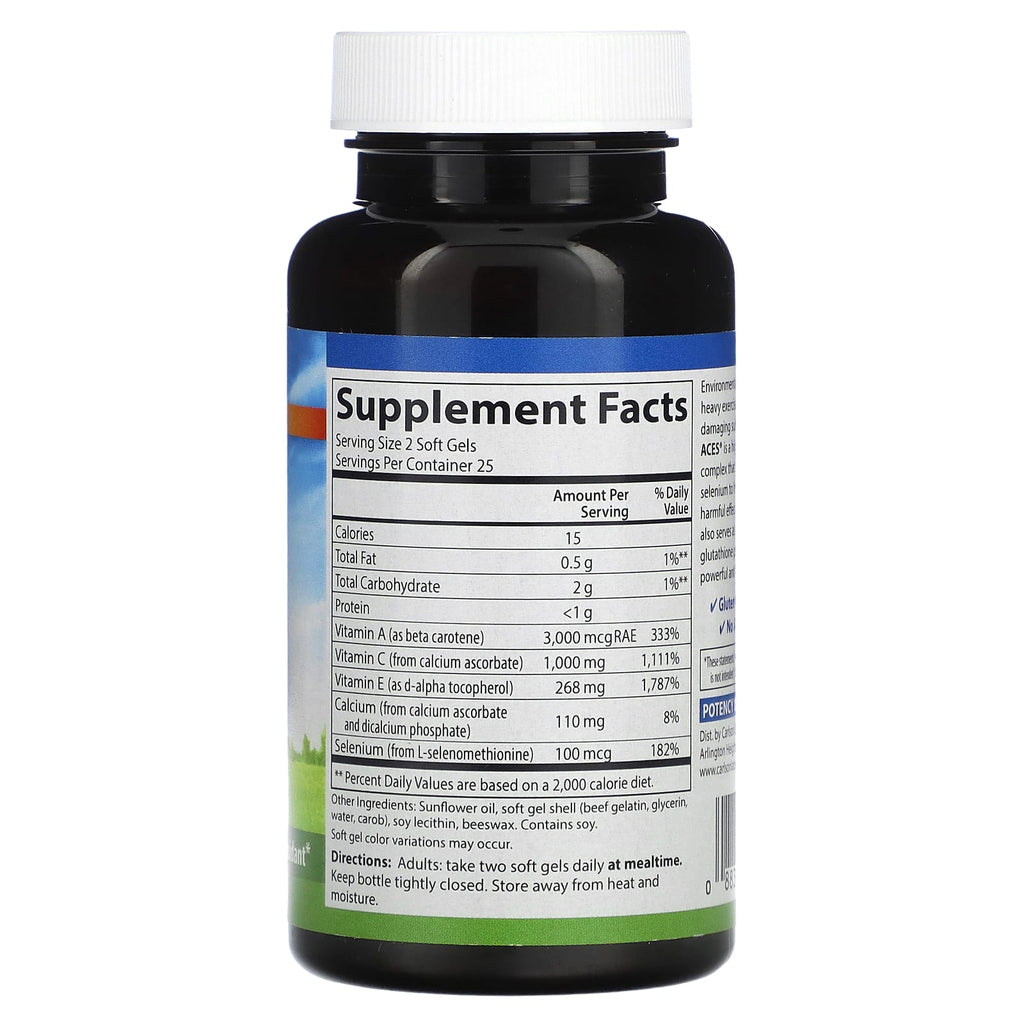 Carlson, ACES, Vitamins A, C, E + Selenium, 50 Soft Gels