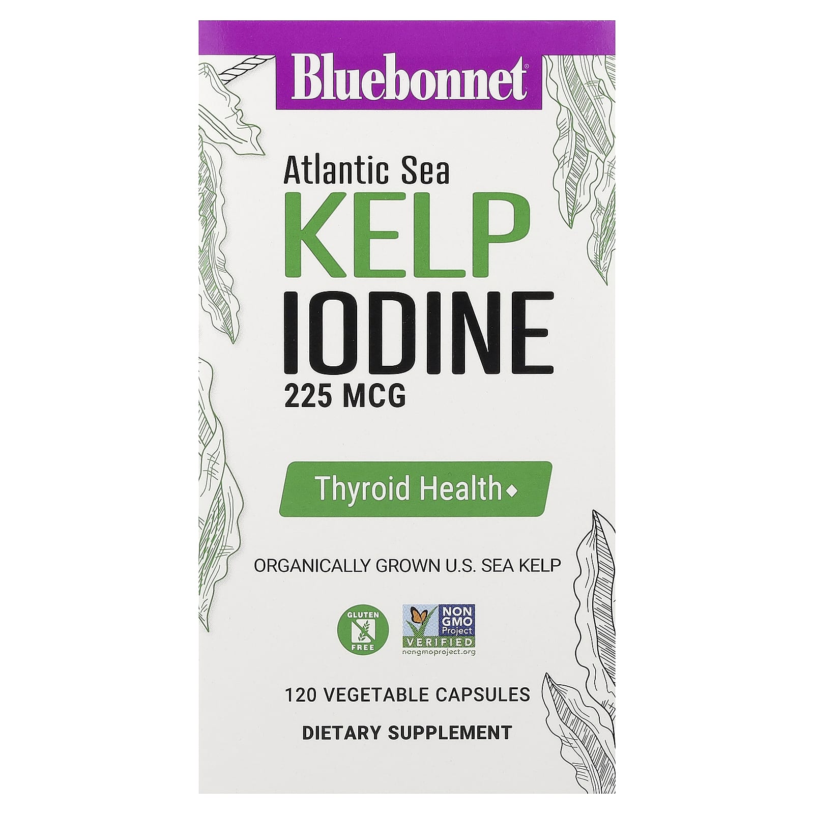 Bluebonnet Nutrition, Atlantic Sea Kelp Iodine, 225 mcg, 120 Vegetable Capsules