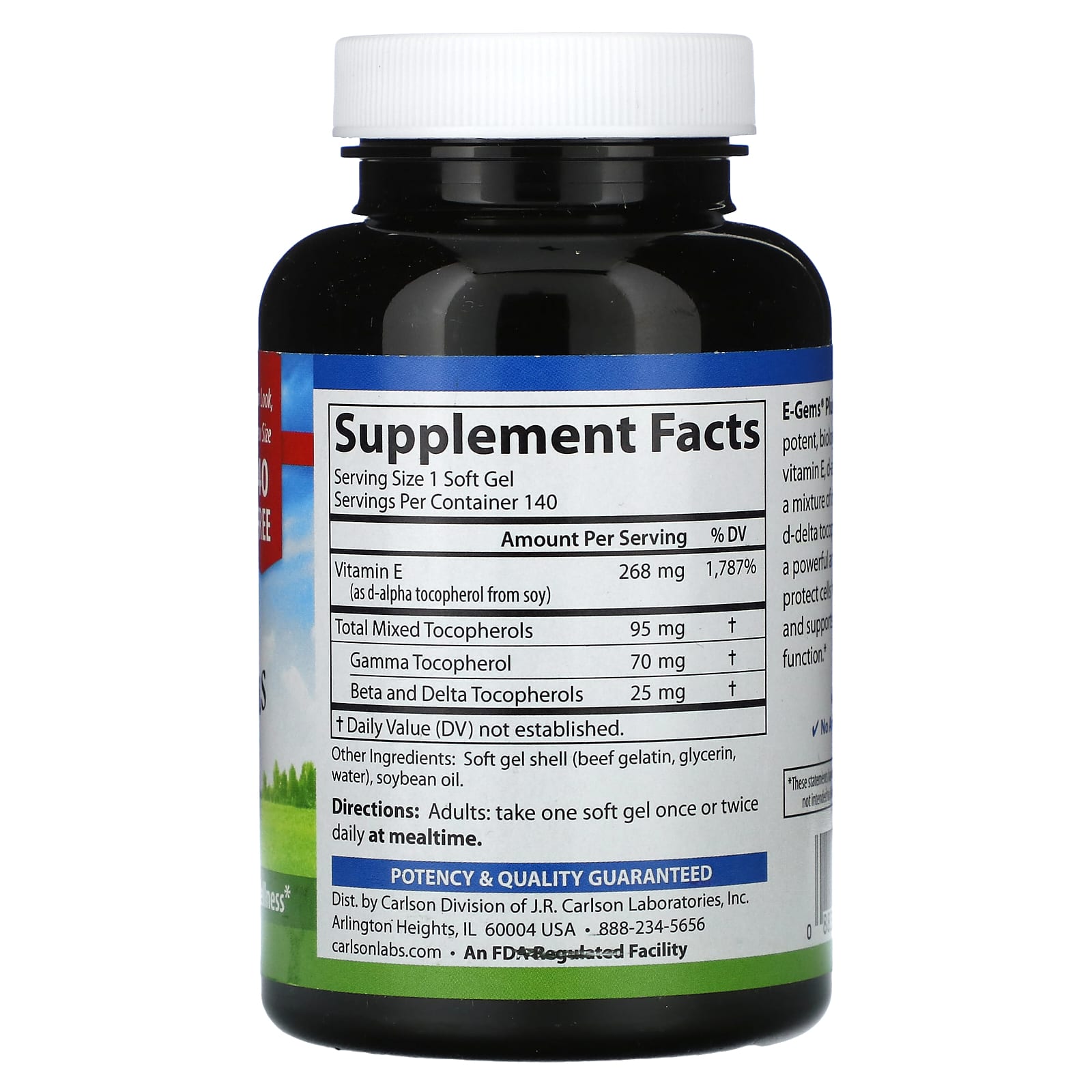 Carlson, E-Gems Plus, 400 IU (268 mg), 140 Soft Gels