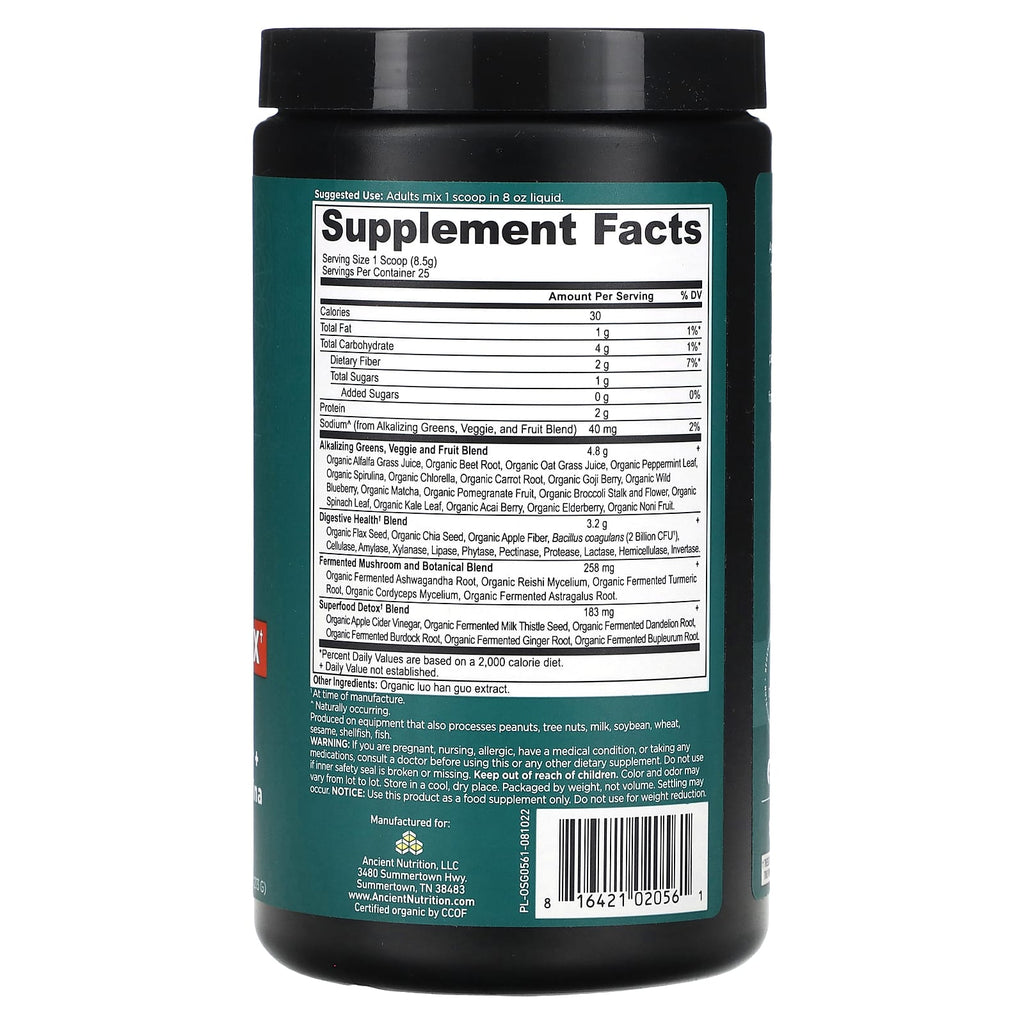 Ancient Nutrition, Organic Super Greens, Alkalize & Detox, 7.5 oz (213 g)