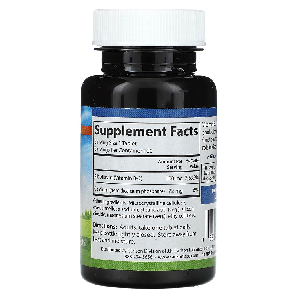 Carlson, Vitamin B-2, 100 Vegetarian Tablets