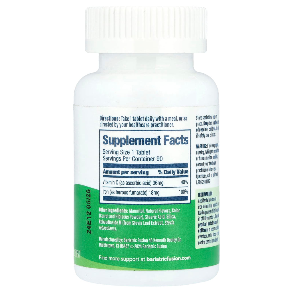 Bariatric Fusion, Quick Melt, Iron Plus Vitamin C, Melon Berry, 18 mg, 90 Tablets