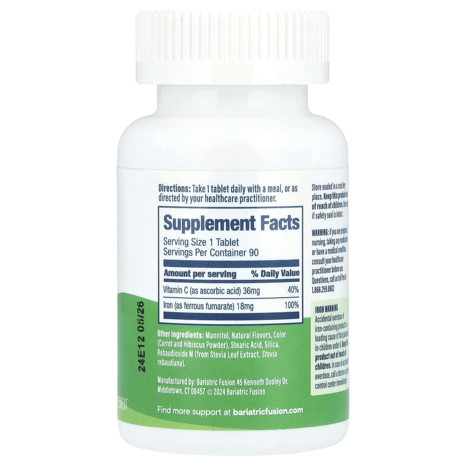 Bariatric Fusion, Quick Melt, Iron Plus Vitamin C, Melon Berry, 18 mg, 90 Tablets