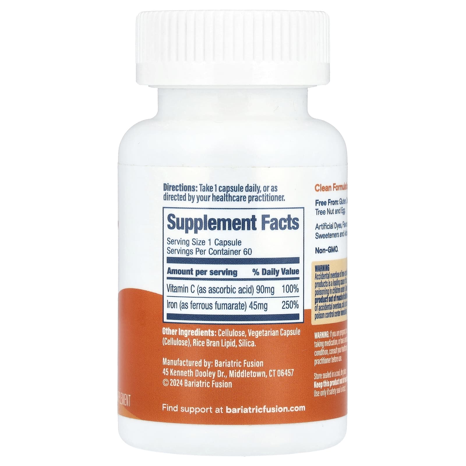 Bariatric Fusion, Iron With Vitamin C, 45 mg, 60 Capsules