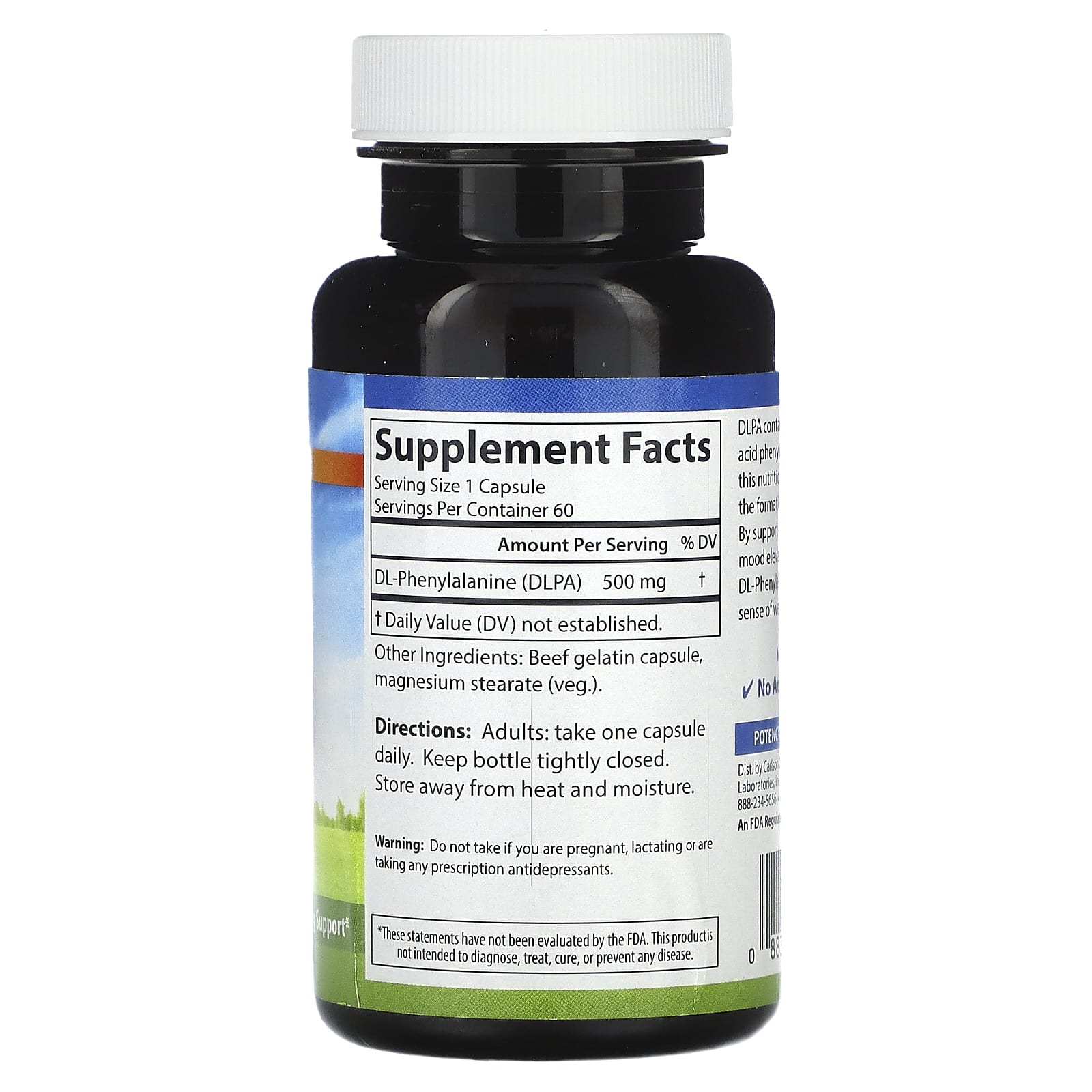 Carlson, DLPA, DL-Phenylalanine, 500 mg, 60 Capsules