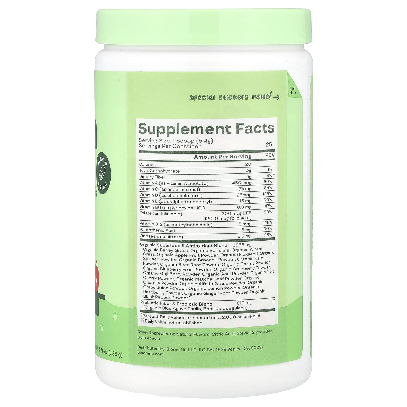 Bloom, Kids, Greens & Superfoods + Multivitamin, Strawberry Apple, 4.76 oz (135 g)