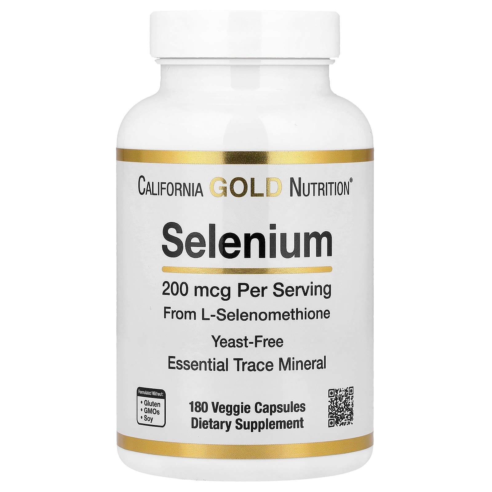 California Gold Nutrition, Selenium, Yeast-Free, 200 mcg, 180 Veggie Capsules