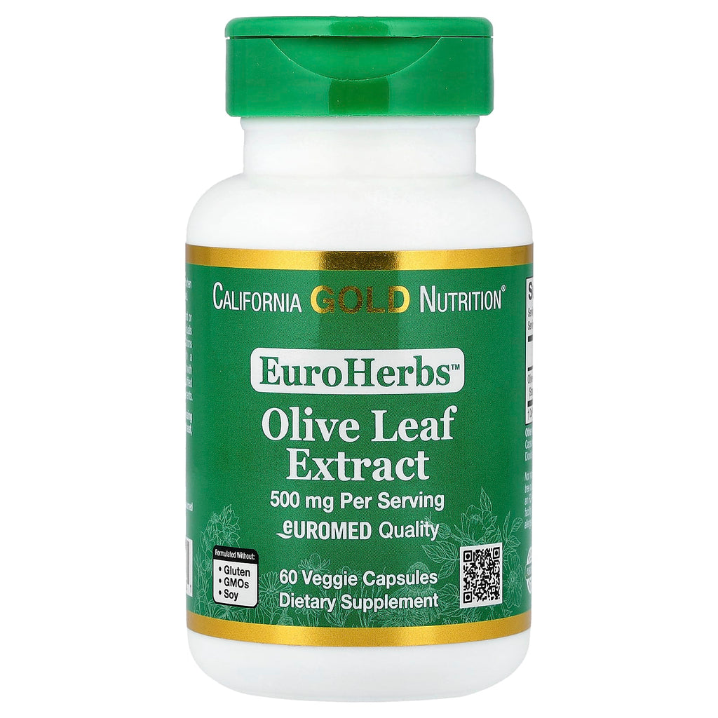 California Gold Nutrition, EuroHerbs™, Olive Leaf Extract, Euromed Quality, 500 mg, 60 Veggie Capsules