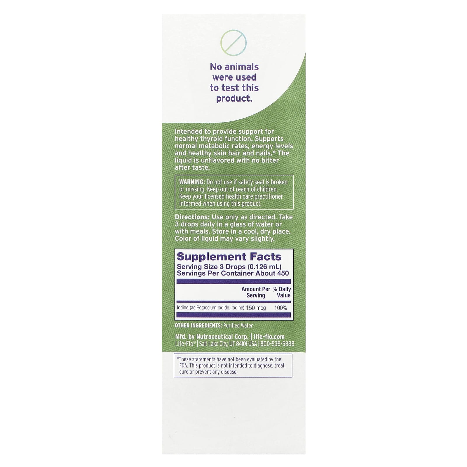 Life-flo, Liquid Iodine Plus, With Potassium Iodide & Iodine, Unflavored, 2 fl oz (59 ml)