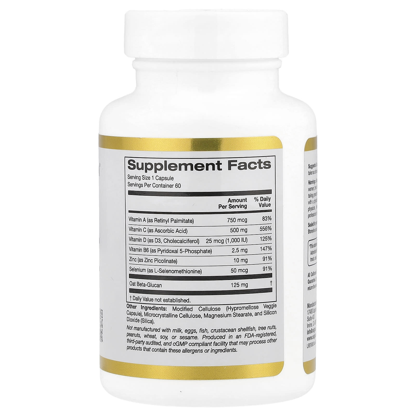 California Gold Nutrition, Immune Complex + 7, with A, C, D, B6, Zinc, Selenium & Beta Glucan, 60 Veggie Capsules