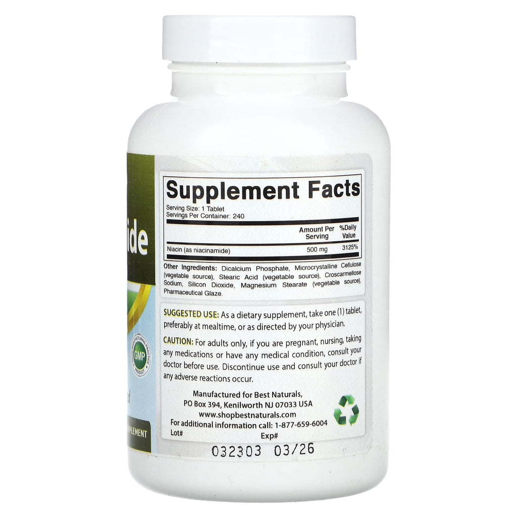 Best Naturals, Niacinamide, 500 mg, 240 Tablets