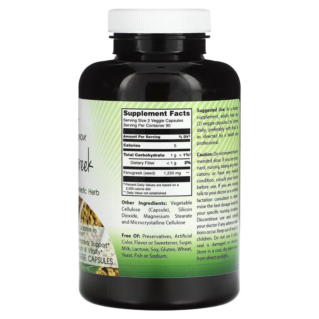 Amazing India, Fenugreek, 180 Veggie Capsules (610 mg Per Capsule)