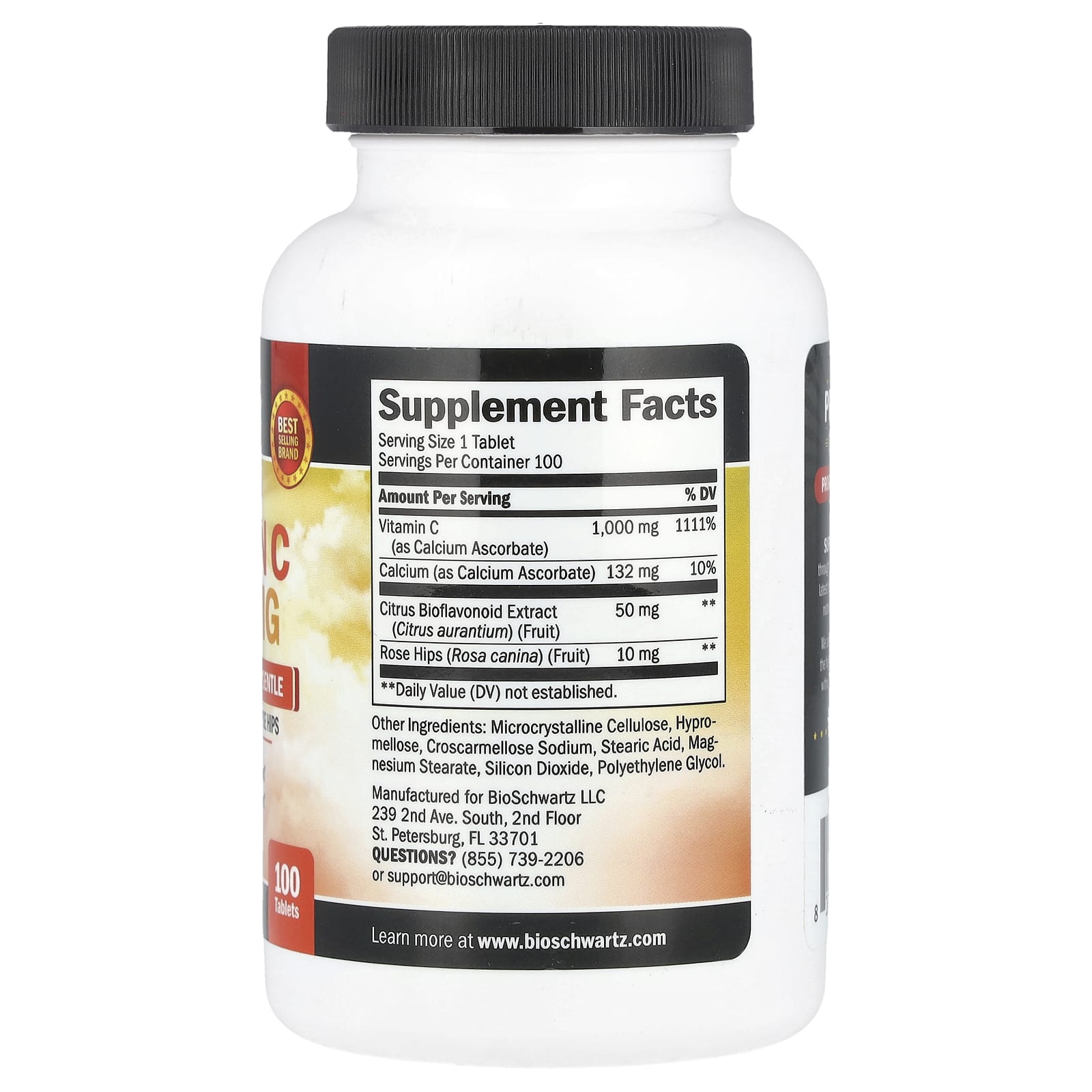 BioSchwartz, Once Daily Vitamin C, Buffered, Stomach Gentle with Bioflavonoids & Rose Hips, 100 Tablets