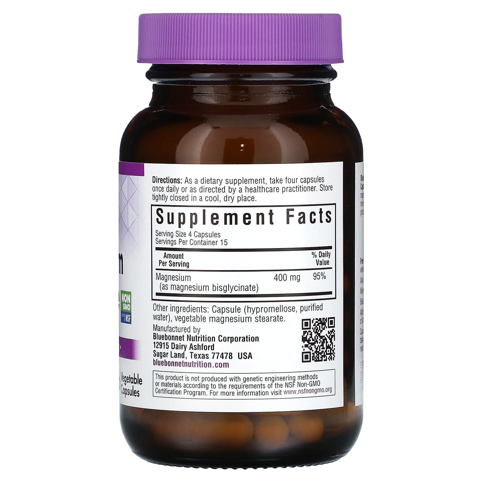 Bluebonnet Nutrition, Magnesium Glycinate, 60 Vegetable Capsules (100 mg per Capsule)