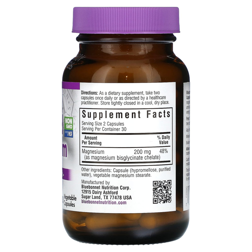 Bluebonnet Nutrition, Chelated Magnesium, 60 Vegetable Capsules (100 mg per Capsule)