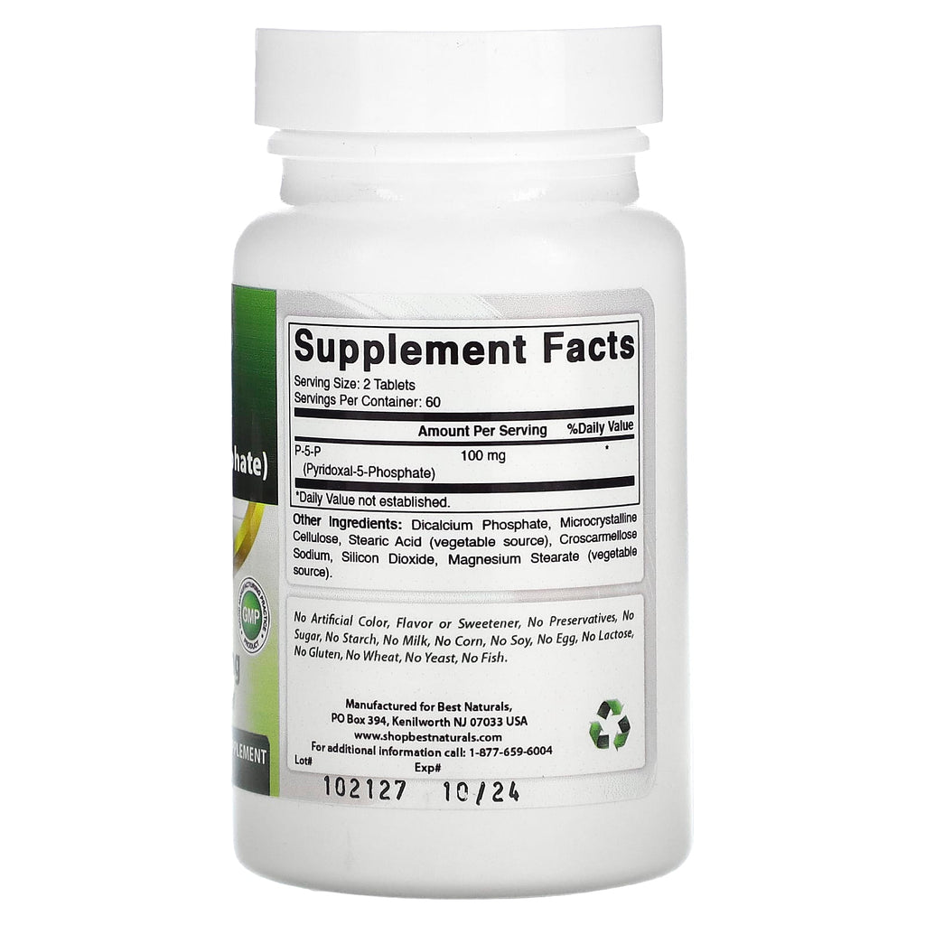 Best Naturals, P-5-P (Pyridoxal-5-Phosphate), 120 Tablets (50 mg per Tablet)
