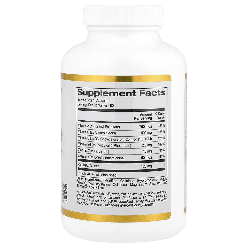California Gold Nutrition, Immune Complex + 7, with A, C, D, B6, Zinc, Selenium & Beta Glucan, 180 Veggie Capsules
