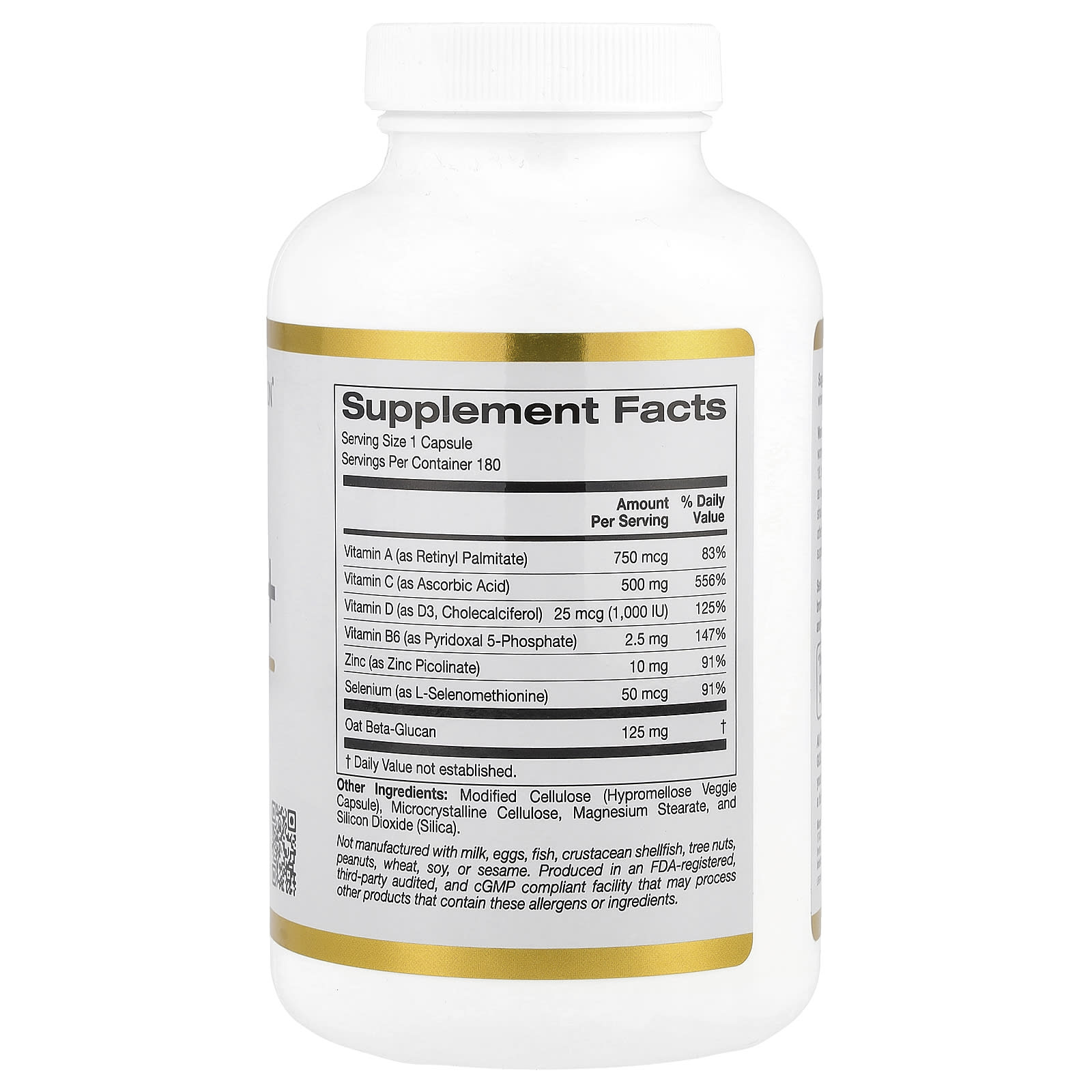 California Gold Nutrition, Immune Complex + 7, with A, C, D, B6, Zinc, Selenium & Beta Glucan, 180 Veggie Capsules