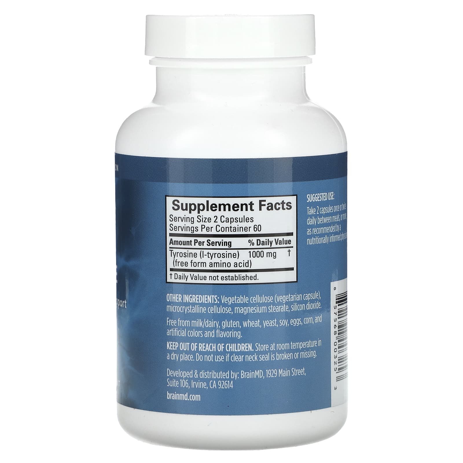 BrainMD, Tyrosine, 120 Capsules (500 mg per Capsule)