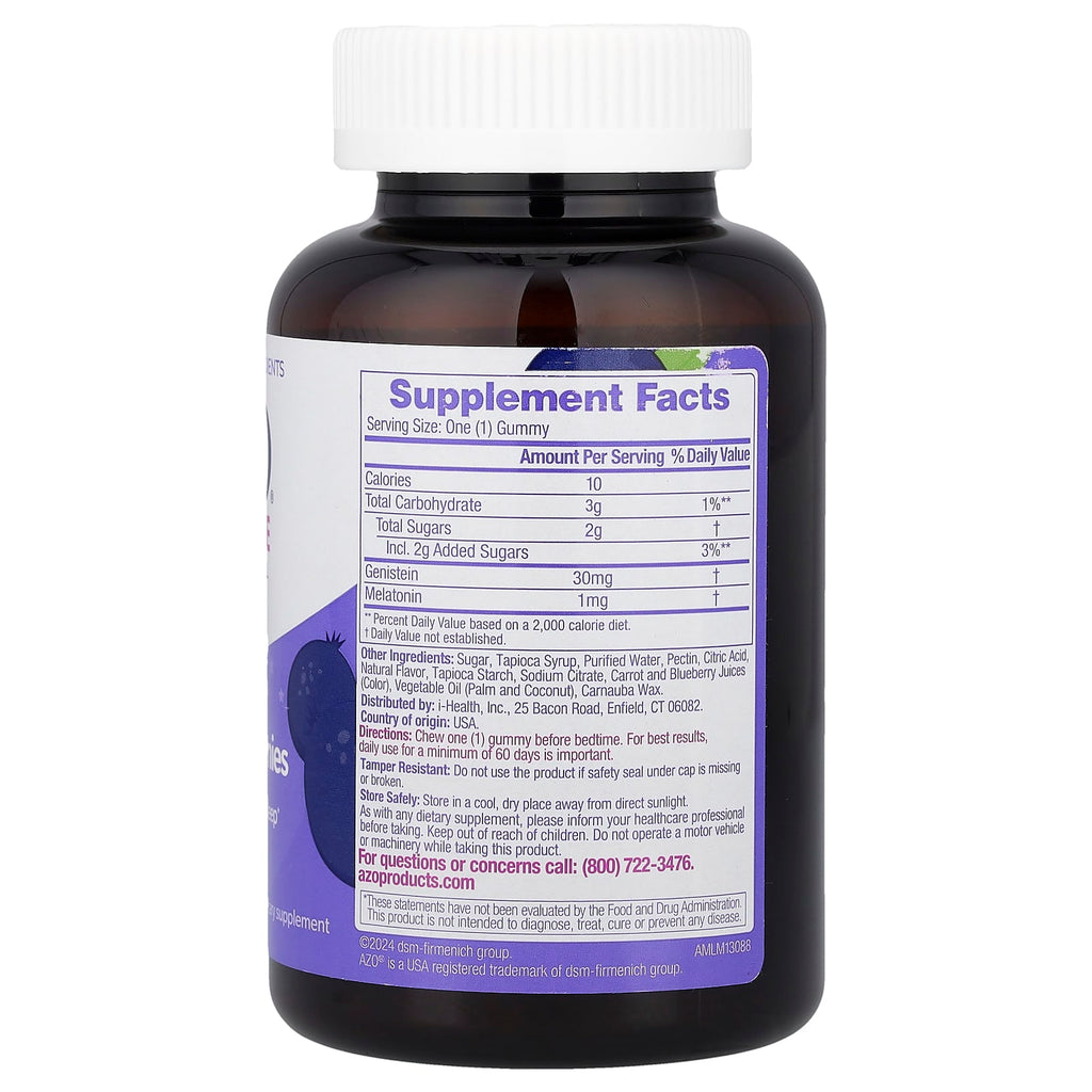 AZO, Menopause Relief, Nighttime Gummies With Melatonin, Cooling Blackcurrent, 30 Gummies