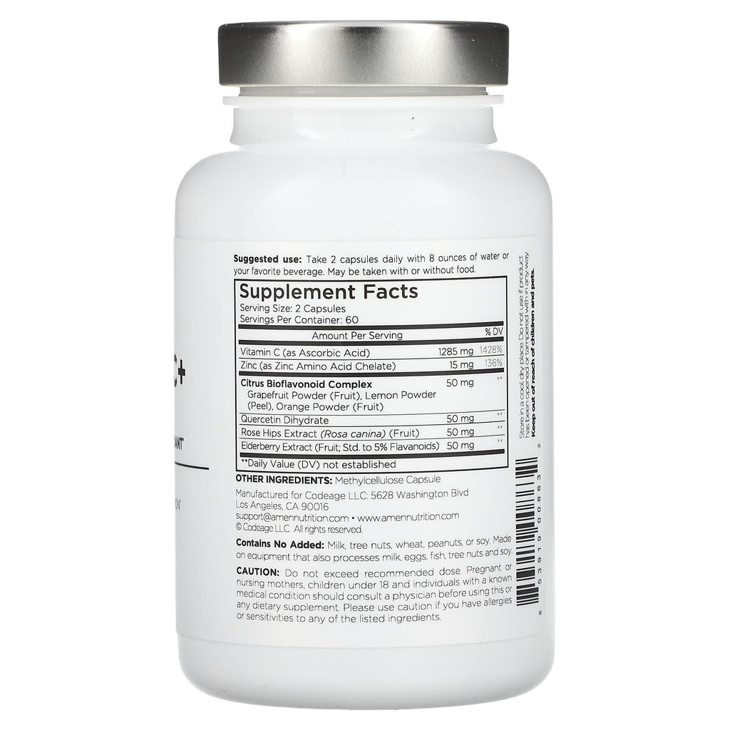 Codeage, Amen, Vitamin C+, Immune Health, Antioxidant, 120 Veggie Capsules